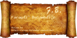 Faragó Balambér névjegykártya