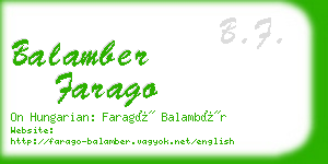 balamber farago business card